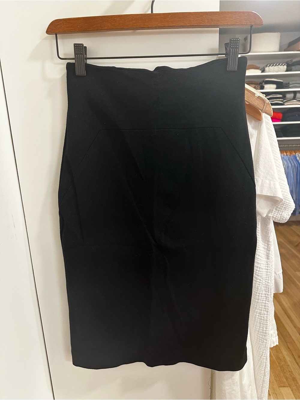 Theory Black High-Rise Pencil Skirt with Panel Seams
